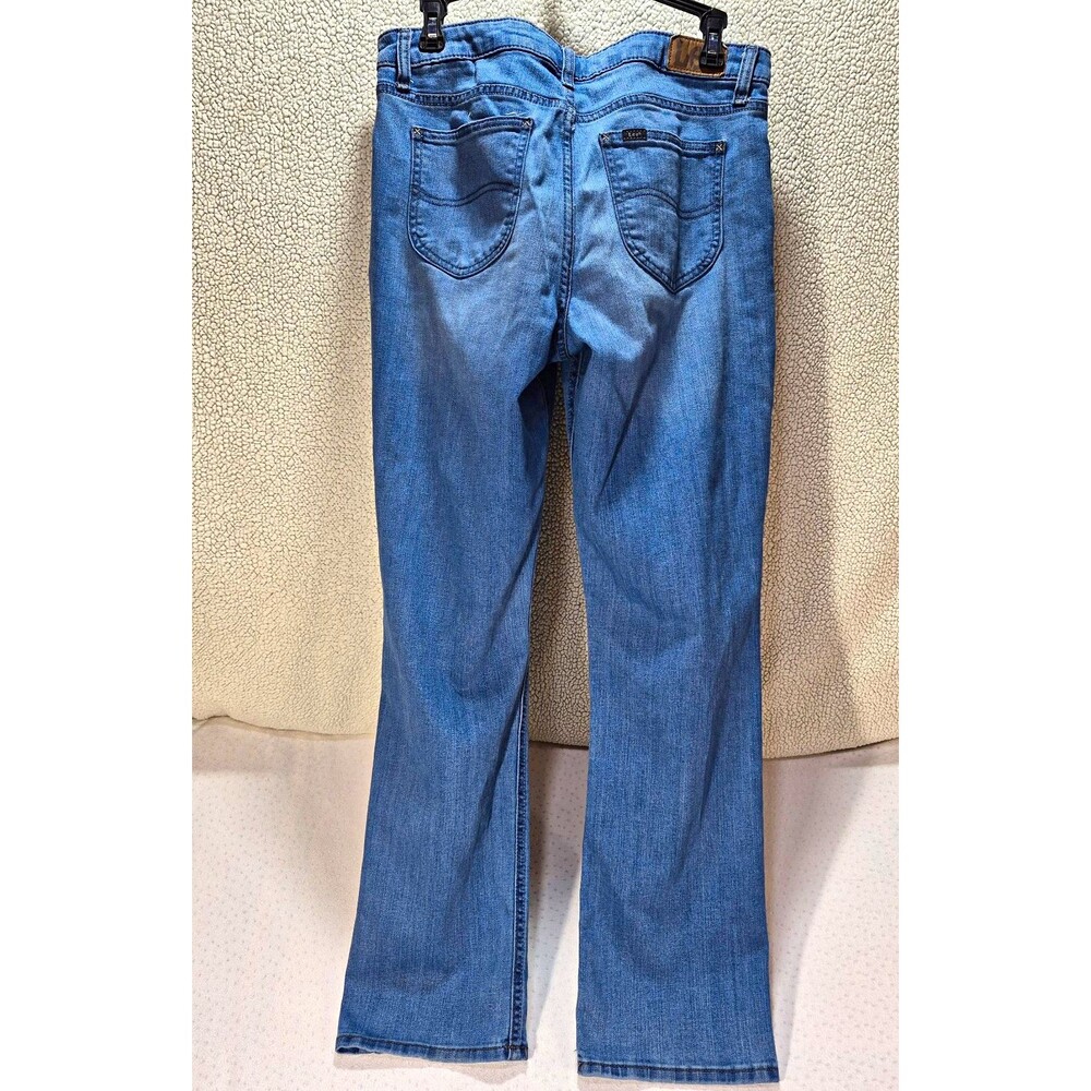 Lee Womens Size 10M Light Wash Straight Leg Jeans Mid Rise Stretch Regular Fit